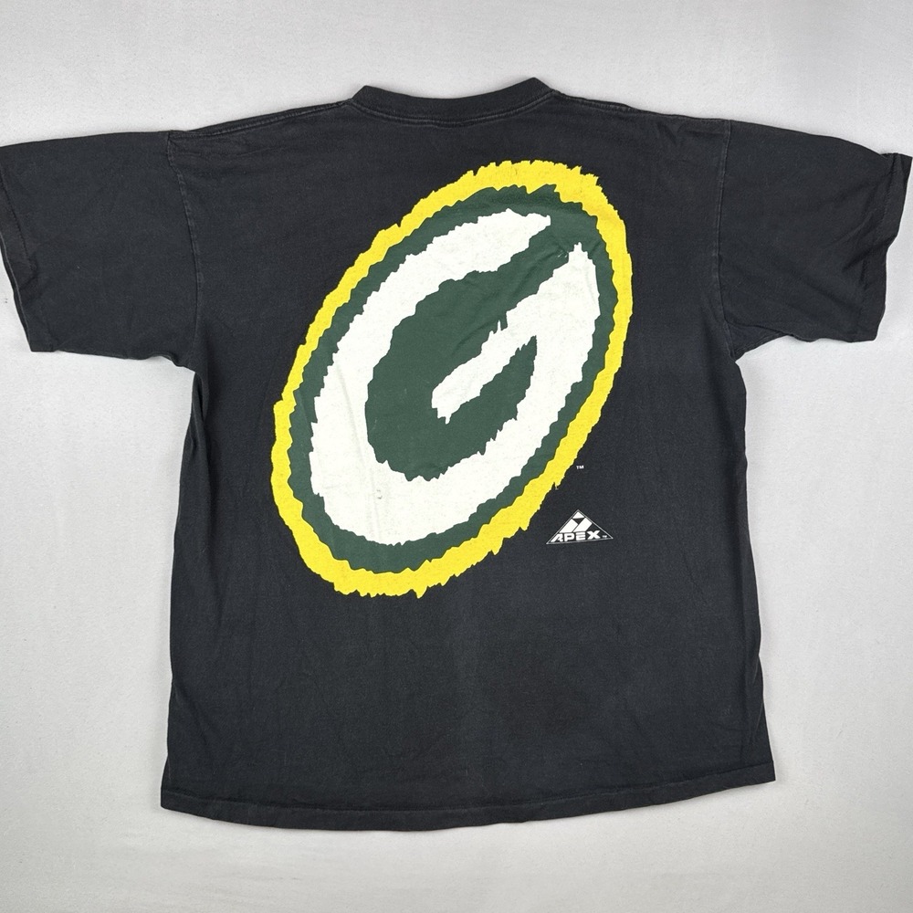 Vintage 90s Green Bay Packers APEX One T Shirt Big Logo USA Single Stitch XL